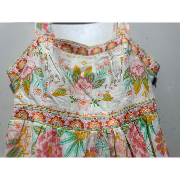 Rachel Zoe Tropical Pineapple Maxi Dress 4 Floral Embroidered Tiered Babydoll - Picture 12 of 15